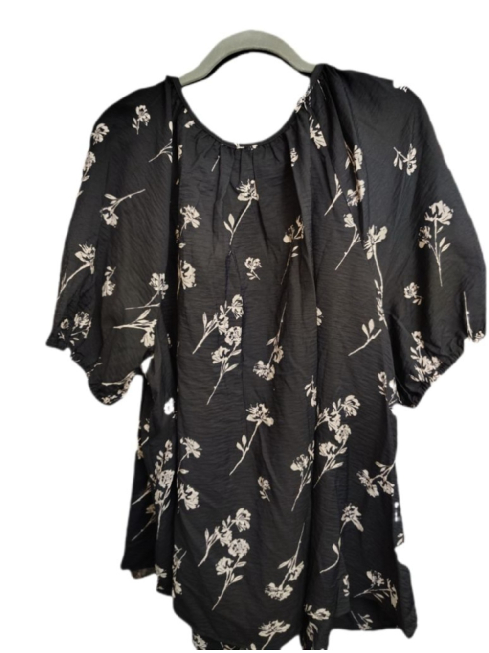 Ava & Viv 3X Black Floral Boho Blouse Plus Size Flowy Top Lightweight Tunic - Picture 4 of 8